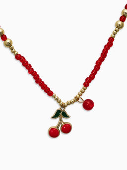 Колье из бисера «Вишня», 40 см, красное в золоте