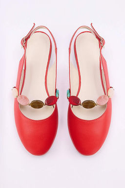 K?rm?z? Hakiki Deri Boncuk Detayl? Kad?n Babet TAKSS26BE00025