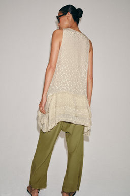 VESTIDO CORTO JACQUARD ZW COLLECTION / Crudo / Beige