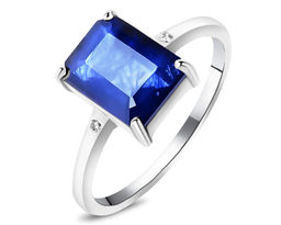 Кольцо, 1 сапфир корунд октагон 7х9 мм/3.12 ct., Юкка