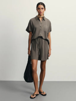 Рубашка с коротким рукавом из вискозы / Zarina  фото 2