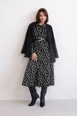 11128 Платье-рубашка удлинённое чёрное с принтом - Martichelli фото 15