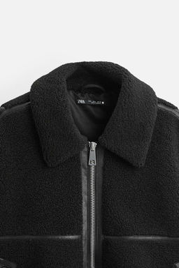 CONTRAST FAUX SHEARLING JACKET - Zara фото 8