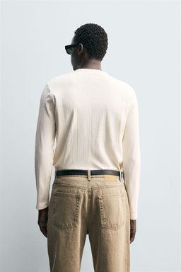 TEXTURED BUTTON-UP COLLAR T-SHIRT - Zara фото 3
