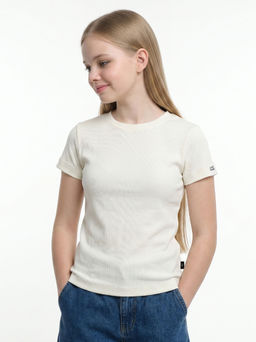 Футболка в рубчик 22-0210 бежевый - Mini maxi фото 156