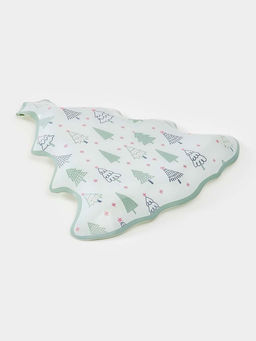 Блюдо сервировочное новогоднее Доляна Ёлочка, 24.5?24.7?2 см, стекло, белое