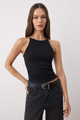 Siyah-Beyaz 2li Paket K?sa Ask?l? Vucuda Oturan Esnek Orme Atlet TWOSS25AL00062 - Trendyolmilla фото 5