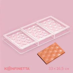 Форма для шоколада KONFINETTA Плитка шоколада, 33?16.5?2.5 см, 3 ячейки 7.5?11.3 см, прозрачная