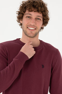 Erkek Slim Fit Bisiklet Yaka Bordo Basic Kazak - U.s. polo assn фото 2