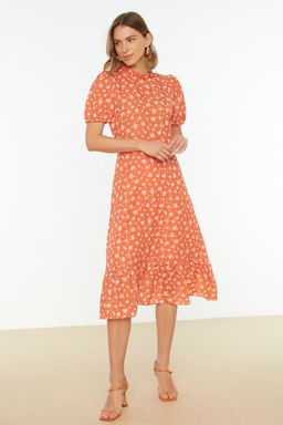 TRENDYOLMILLA Ac?k Mavi Cicekli A Kesim F?rf?rl? Midi Dokuma Elbise TWOSS20EL0894  фото 10