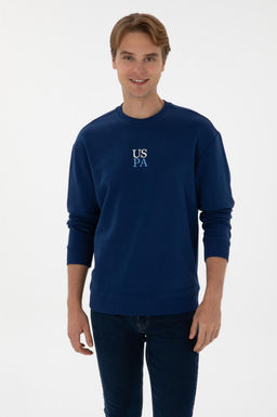 Erkek _ndigo Basic Sweatshirt Sepette S_rpriz _ndirim