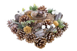 Новогоднее украшение подсвечник 22*22*8 см Снежный лес на 1 свечу, круг - Elan gallery фото 4