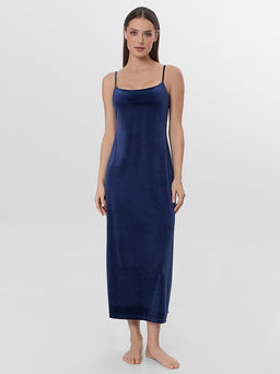 Платье домашнее женское синие велюровое