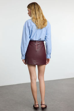 TRENDYOLMILLA Bordo A Line/Can Kesim Mini Etek TWOAW25ET00129  фото 5