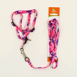Комплект Камуфляж, капрон, поводок 120 х 1 см, ОГ 21-35 см, розово-фиолетовый - Пижон фото 6