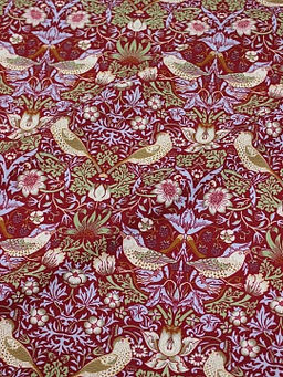 Интерьерный хлопок Райские птички цв.бордово-красный, ш.1.5м, хлопок-100%, 250гр/м.кв