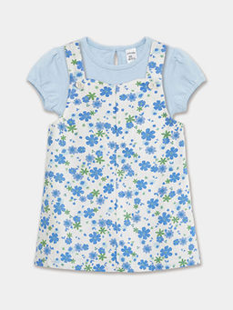 Bisiklet Yaka ?i?ekli K?z Bebek Elbise ve Ti??rt