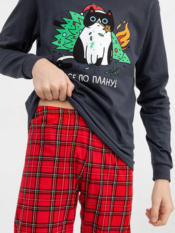 Комплект для мальчиков (джемпер, брюки) в серо-красных оттенках - Mark formelle фото 5