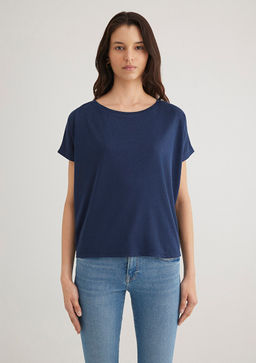 Lux Touch TENCEL TM Lacivert Basic Tisort - Mavi фото 3