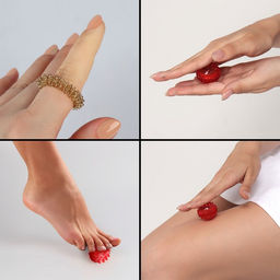 Массажёр для рук и ног, d=3.5 см, 2 кольца, красный