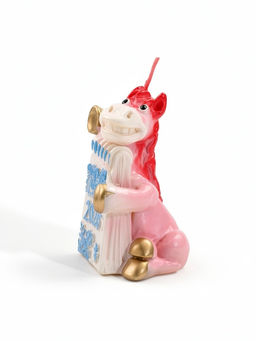 Свеча декоративная «Лошадка с открыткой», 6×4.5×8.5 см, розово-голубая