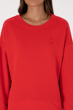 Kad_n K_rm_z_ Basic Sweatshirt Sepette S_rpriz _ndirim - U.s. polo assn фото 6
