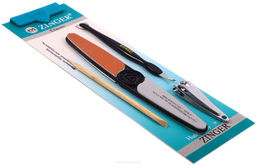 Zinger Маникюрный набор: полировка 4-х сторонняя, клиппер, триммер, апельсиновая палочка / Classic SIS-52, 4 предмета