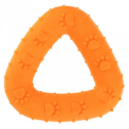 Игрушка для собаки Треугольник лапа 7,5х7,5х1,8см, полипропилен, фактурная, цвета микс (темно-розовый, зеленый, ярко-оранжевый), Пэт тойс (Pet toys) (Китай)