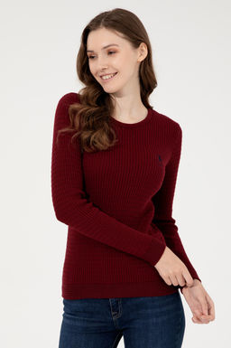 Kad_n Bordo Bisiklet Yaka Basic Kazak