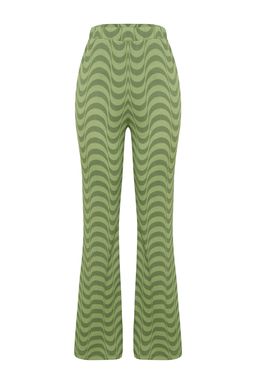 Yesil Burumcuk Wide Leg/Rahat Kesim Yuksek Bel Orme Pantolon TWOSS23PL00085 - Trendyolmilla фото 6