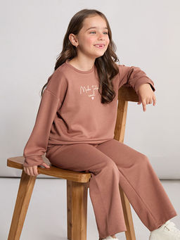 Bisiklet Yaka K?z ?ocuk Sweatshirt ve E?ofman Alt?