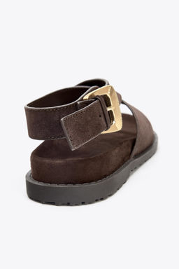 SPLIT SUEDE TOE POST BUCKLE SANDALS - Zara фото 15