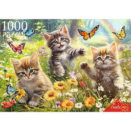 Пазлы 1000 "Котята и бабочки"