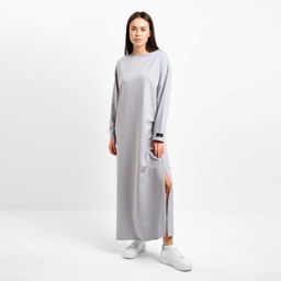 Платье женское миди с разрезом MIST, серое, размер 46-48 (L-XL)