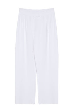 Beyaz C?rt C?rt Kapamal? Yuksek Bel Pileli Wide Leg Pantolon TWOAW24PL00177