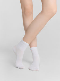 Цена за 5 пар! Носки женские белые с сердечком и надписью "Каханне"