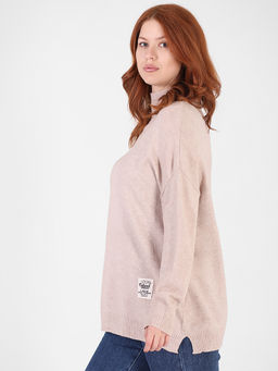 Свитер бежевый больших размеров женский - Almond фото 2