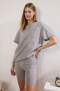 Trendyolmilla Siyah %100 Pamuklu Sortlu/Taytl? Orme Pijama Tak?m? THMSS20PT0397 фото 16