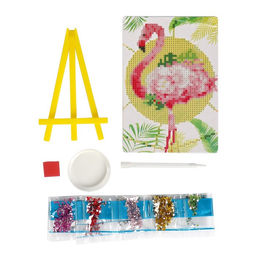 Алмазная мозаика с частичным заполнением на подставке «Фламинго», 13×19 см, картон