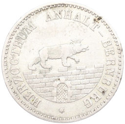 Монета 1/6 талера 1856 года A Ангальт -Бернбург