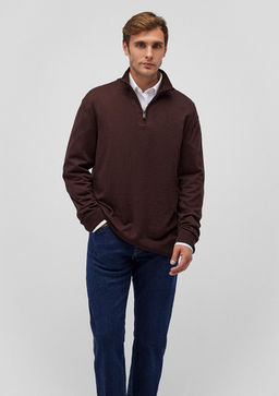 Yar? Fermuarl? Dik Yaka Bordo Kazak