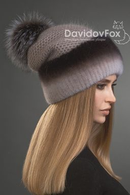 Шапка Оливия норка трикотаж капучино градэ