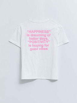 Bisiklet Yaka Bask?l? K?sa Kollu Pamuklu K?z ?ocuk Ti??rt ve Tayt - Waikiki фото 3