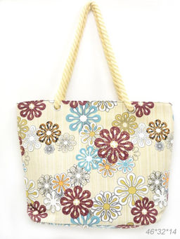 Сумка пляжная на молнии 45х32х14 см Цветы / BB9 /уп 10/100/