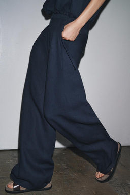 ZW COLLECTION LINEN BALLOON TROUSERS - Zara фото 4