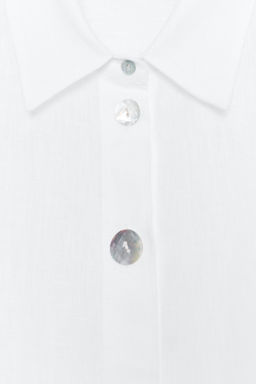 100% LINEN SHIRT WITH CONTRASTING BUTTONS - Zara фото 21