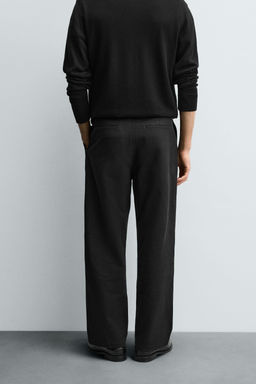 COTTON-LYOCELL PLEATED TROUSERS