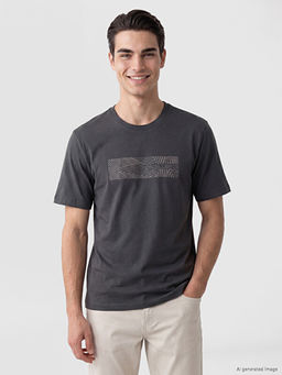 Bisiklet Yaka Bask?l? Erkek Ti??rt