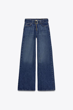 MID-WAIST BELTED WIDE-LEG JEANS - Zara фото 9