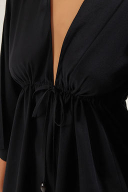 TRENDYOLMILLA Zebra Desenli Maxi Dokuma Buzgu Detayl? %100 Pamuklu Plaj Elbisesi TBESS25EL00017